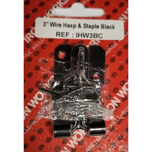 Wire Hasp & Staple Black 3"
