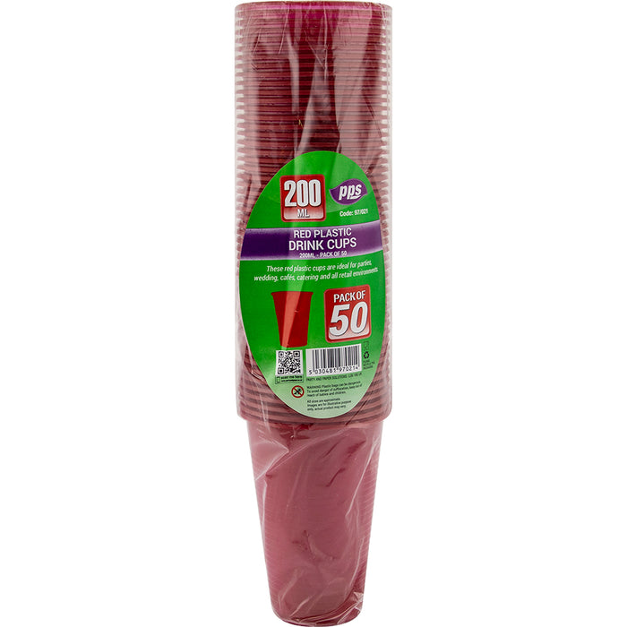 Red Plastic Cup 200ml 50pc