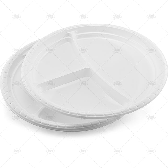 Reusable Plastic 3 Comp Plate 10"