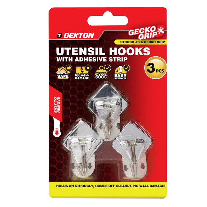 Geckogrip Utensil Hooks 3PC Chrome