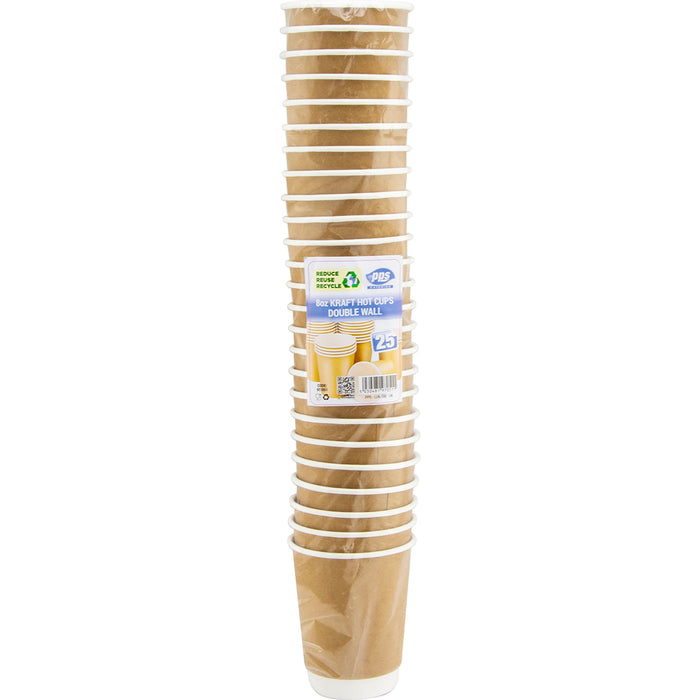 Drink Cups Double Wall 8oz & Lids 50pc