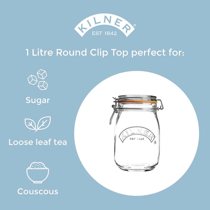 Kilner Clip Top Round Jar 1L