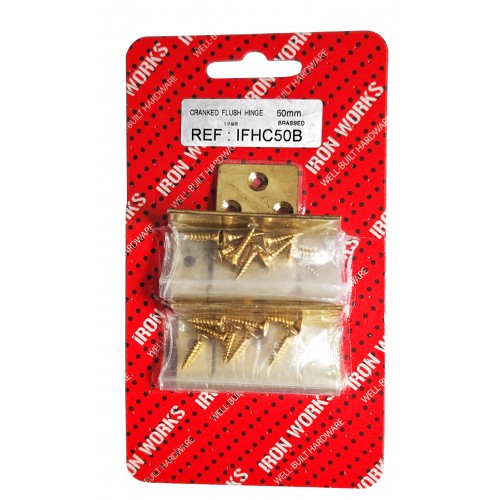 Cranked Flush Hinges Brass 50mm