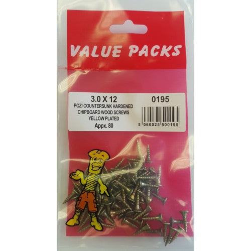 Chipboard Screws 3.0 X 12