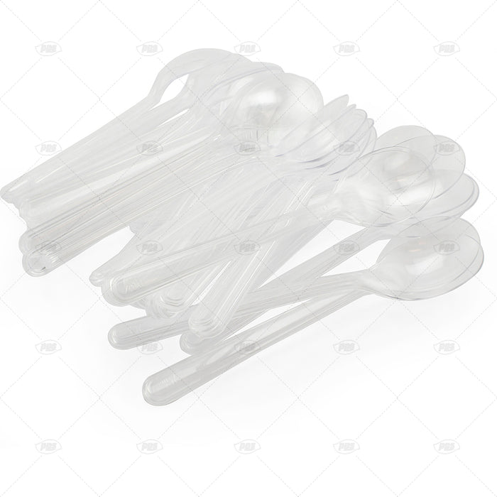 Heavy Duty Reusable Plastic Spoon Clear 50pc