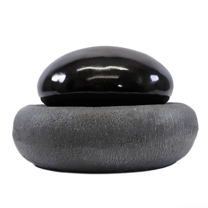 Solar Powered Black Pebble Water Fountain