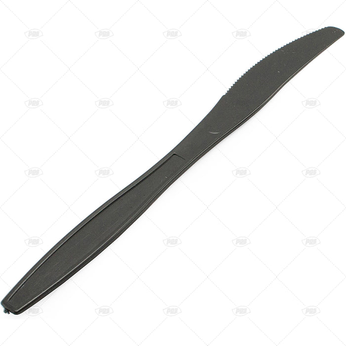 Heavy Duty Reusable Plastic Knive Black 50pcs