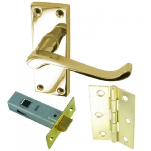 Door Kit Scroll Latch Victorian Brassed