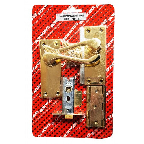 Door Kit Scroll Latch Victorian Brassed