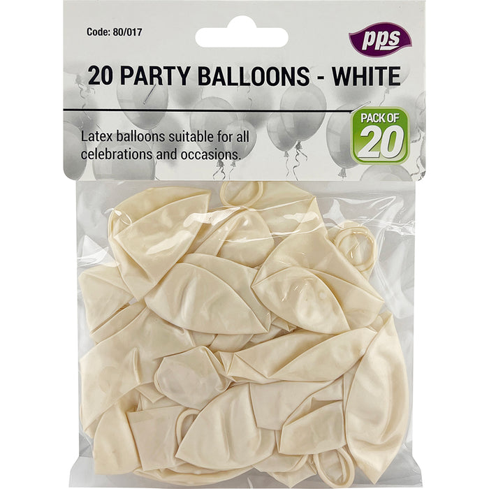 Party Balloons White 20pc