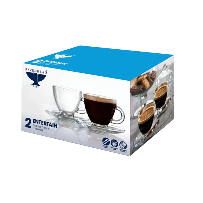 Entertain Set Of 2 Espresso Cup and Saucer 8cl