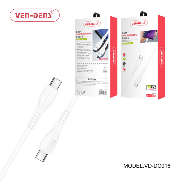 Type C to C Charging Cable 2A White
