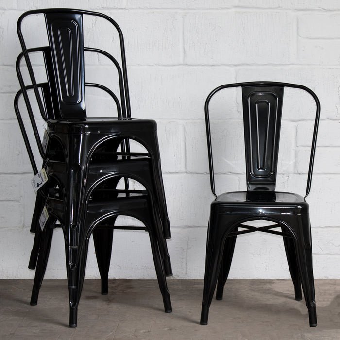 Tolix Style Siena Chair - Black