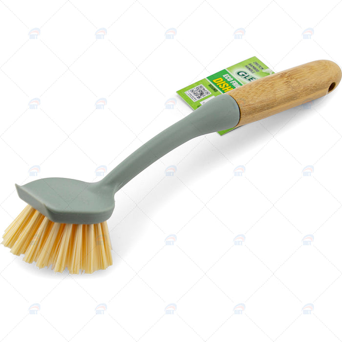 Dish Brush Round Eco Friendly Bamboo Handle 1pc