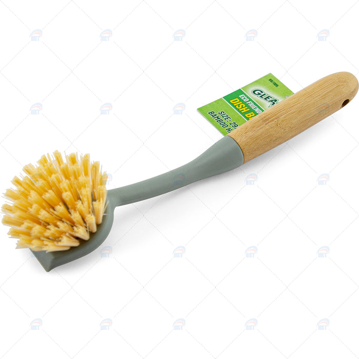 Dish Brush Round Eco Friendly Bamboo Handle 1pc