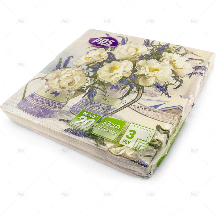 Flowers in Vase Napkins 33cm 20pcs