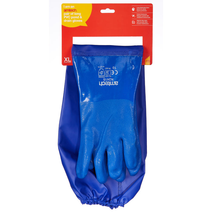 Long PVC Drain Gloves, Extra Large