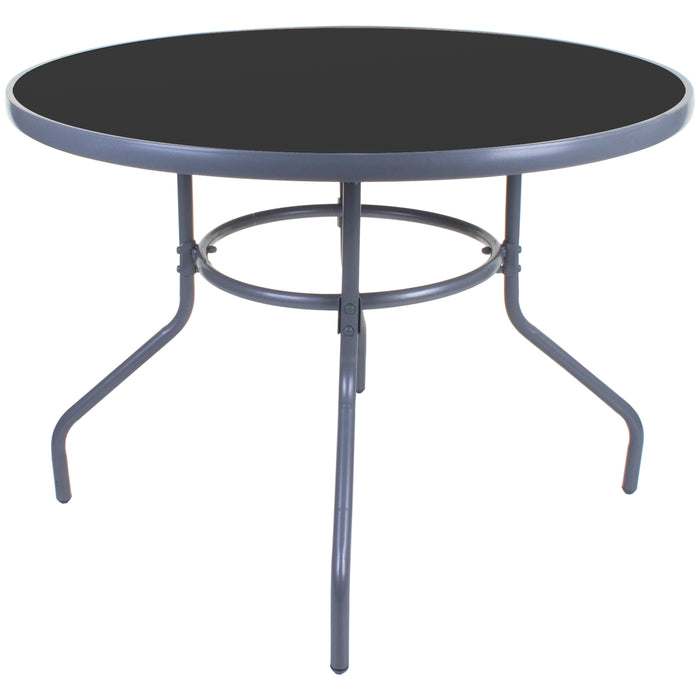 100cm Round Grey Glass Table