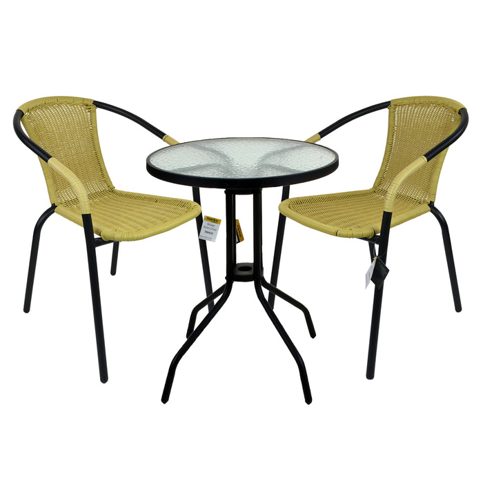 3PC Tan Wicker Bistro Set