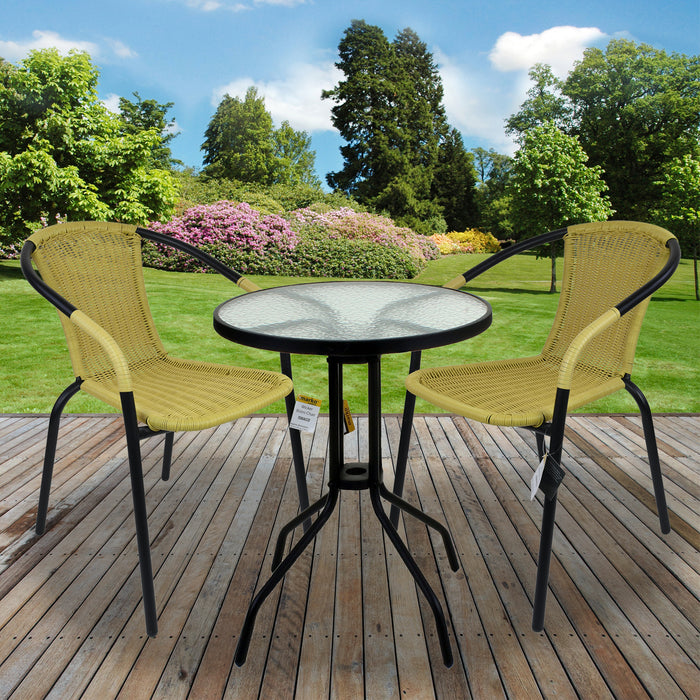 3PC Tan Wicker Bistro Set