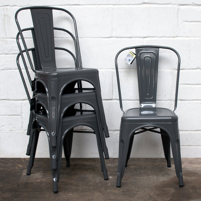 Tolix Style Siena Chair - Graphite Grey