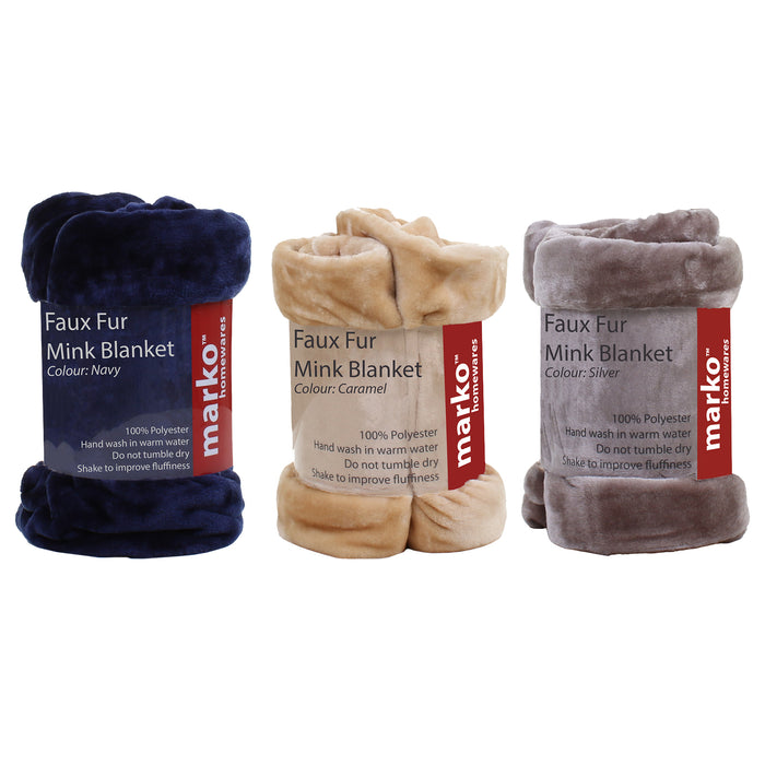 Faux Fur Mink Blankets - 125cm x 150cm