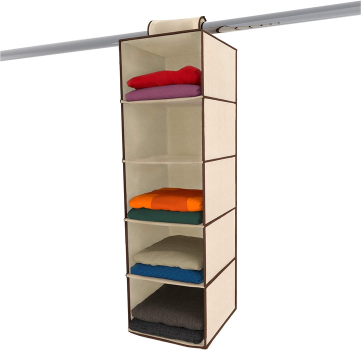 5 Tier Beige Hanging Storage Organiser