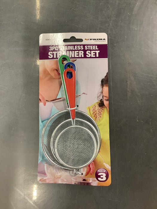 3pc stainless steel strainer set