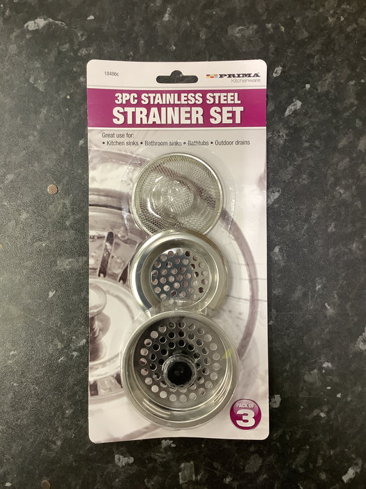 3pc steel strainer set
