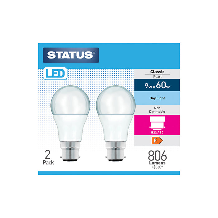 LED Light Bulbs BC 9w = 60w 2pc