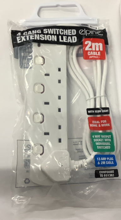 4 gang switched extension lead 2m