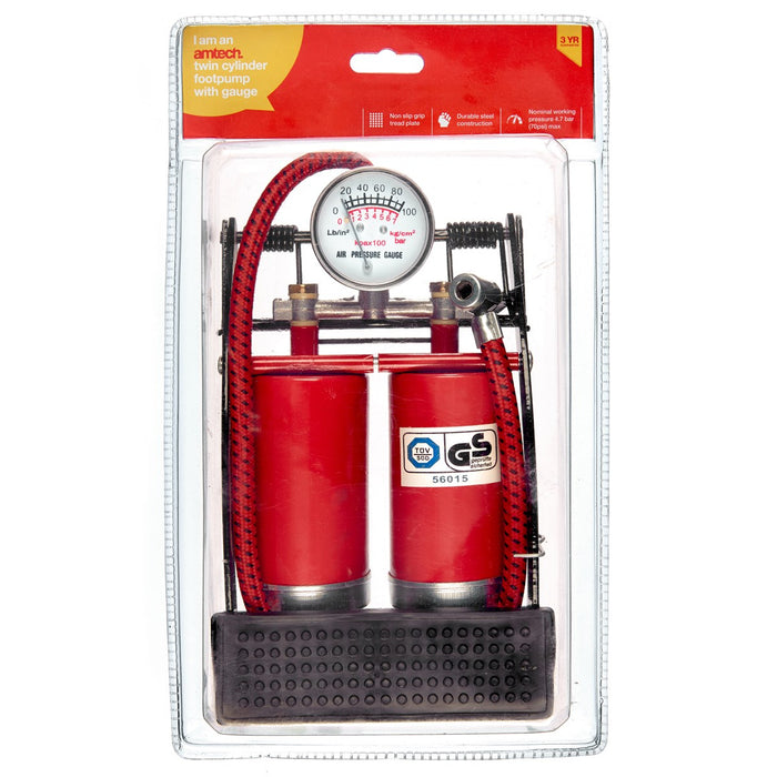 Double Cylinder Foot Pump with Gauge