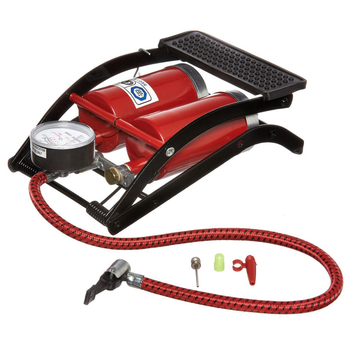 Double Cylinder Foot Pump with Gauge