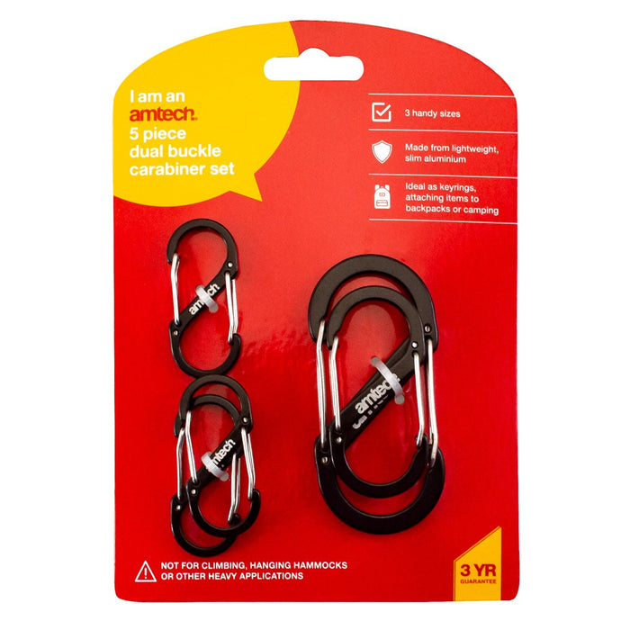 Dual Buckle Carabiner set 5pc