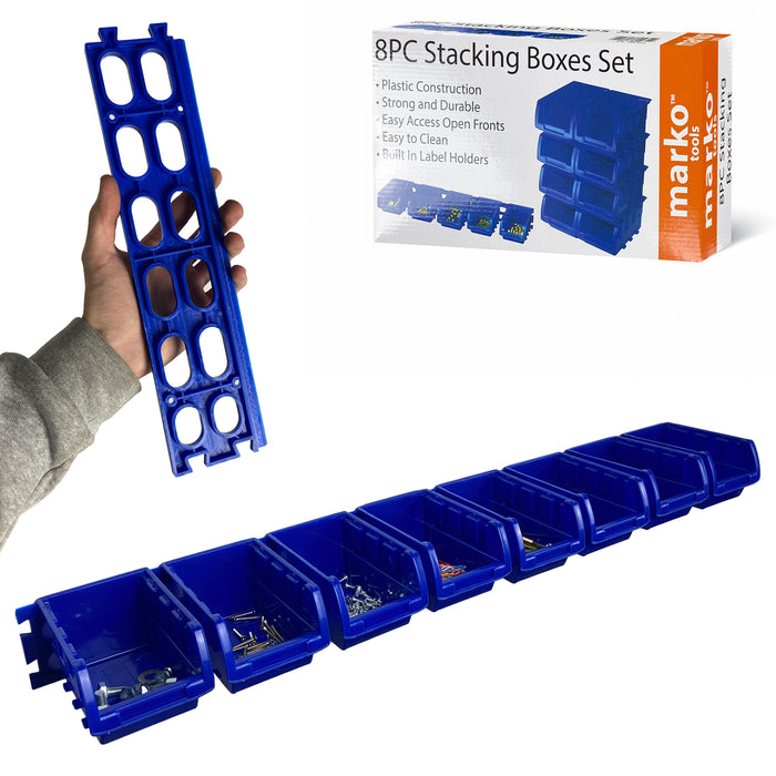 8PC Stacking Storage Bin Container Wall Mounting Set