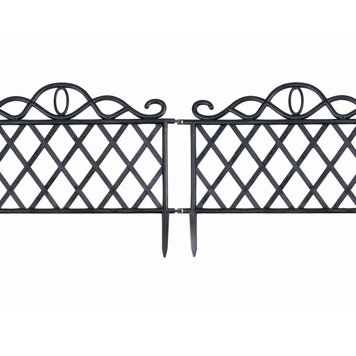 Black Garden Fence Border Edging 4pc