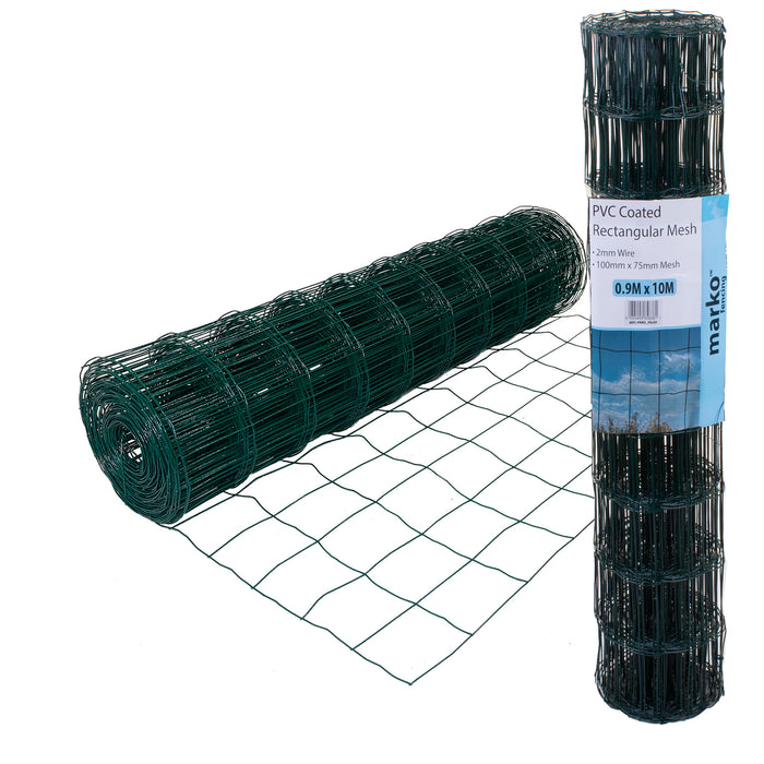 Green PVC Coated Rectangular Mesh - 0.9M x 10M