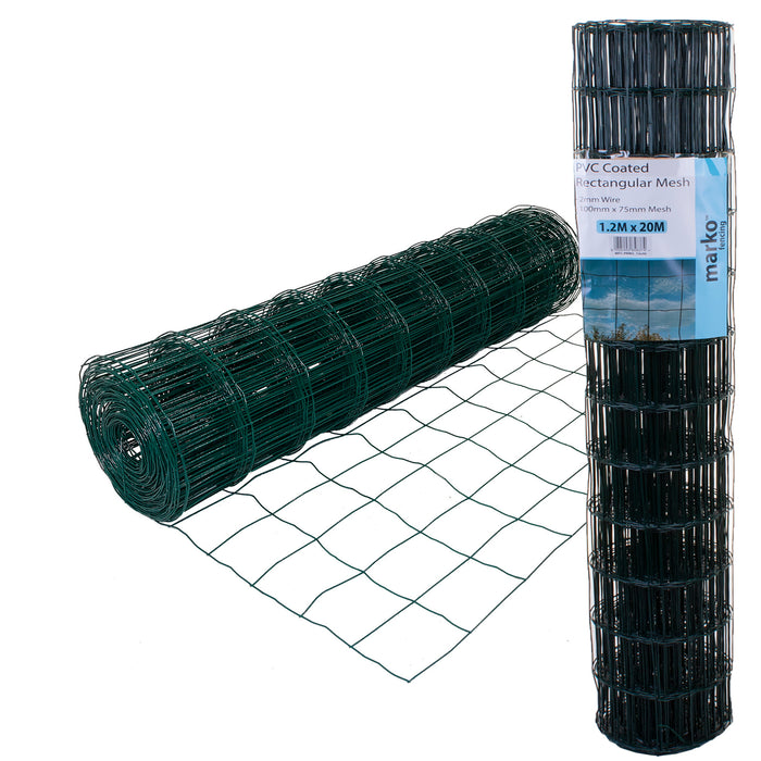 Green PVC Coated Rectangular Mesh - 1.2M x 20M