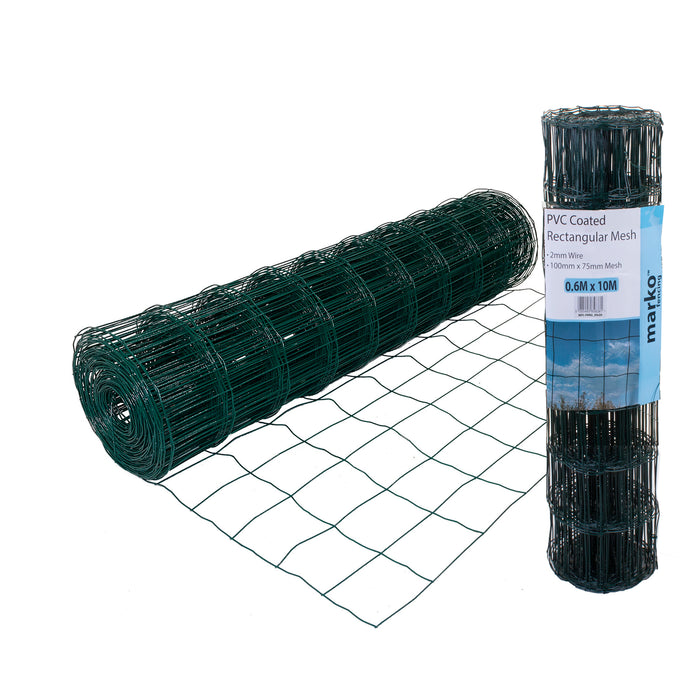 Green PVC Coated Rectangular Mesh - 0.6M x 10M