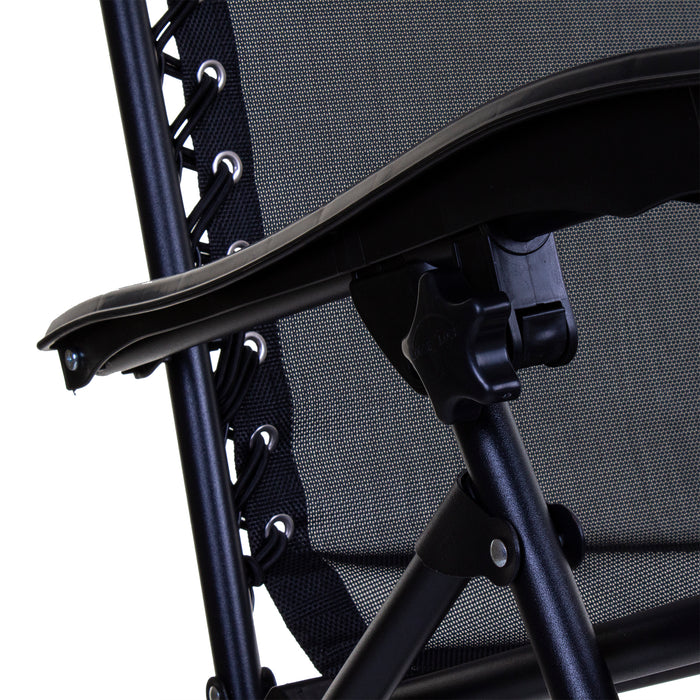 Black Reclining Sun Lounger & Table Set 3pc