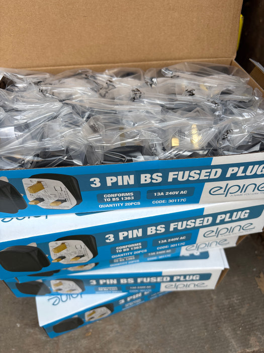 Black 3 Pin Fused Plug