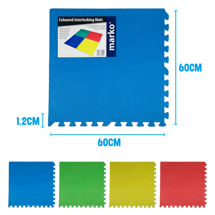 Multi Coloured EVA Interlocking Mats 4pk