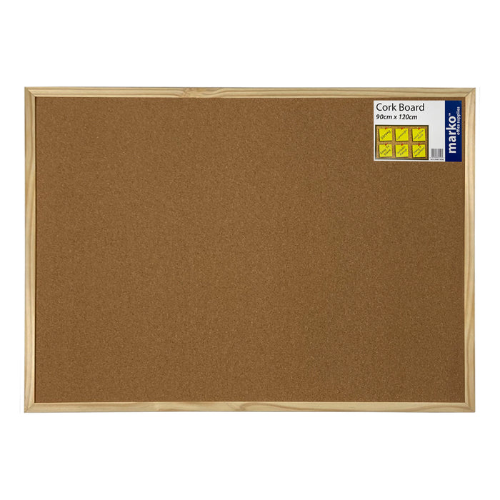 Wooden Frame Cork Notice Board - 90cm x 120cm