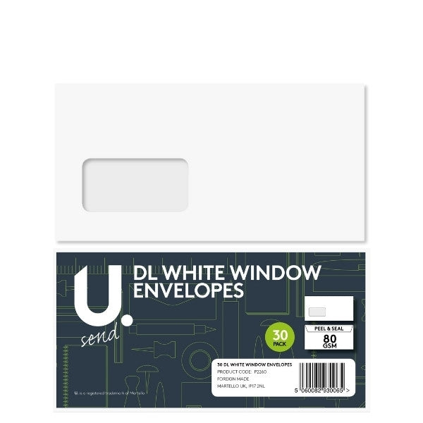 DL White Window Envelopes