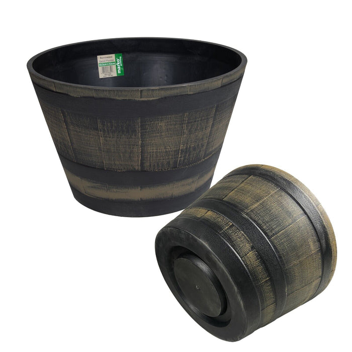 Burntwood Barrel Planter Round 50cm x 32cm