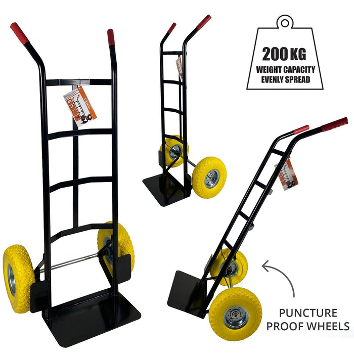 Absterge Sack Truck Puncture Proof Wheels Black
