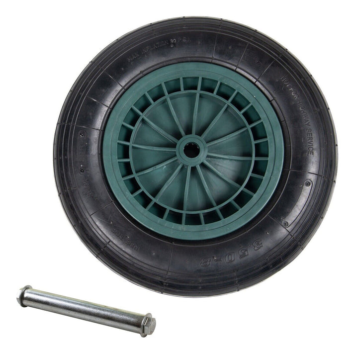 14" Pneumatic Green Wheelbarrow Wheel with Axle