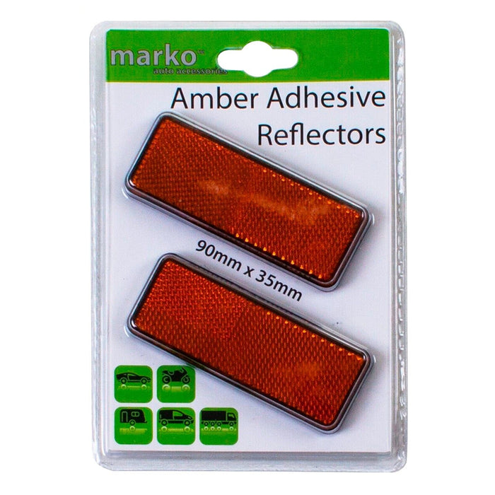 Amber Adhesive Reflectors 2pc