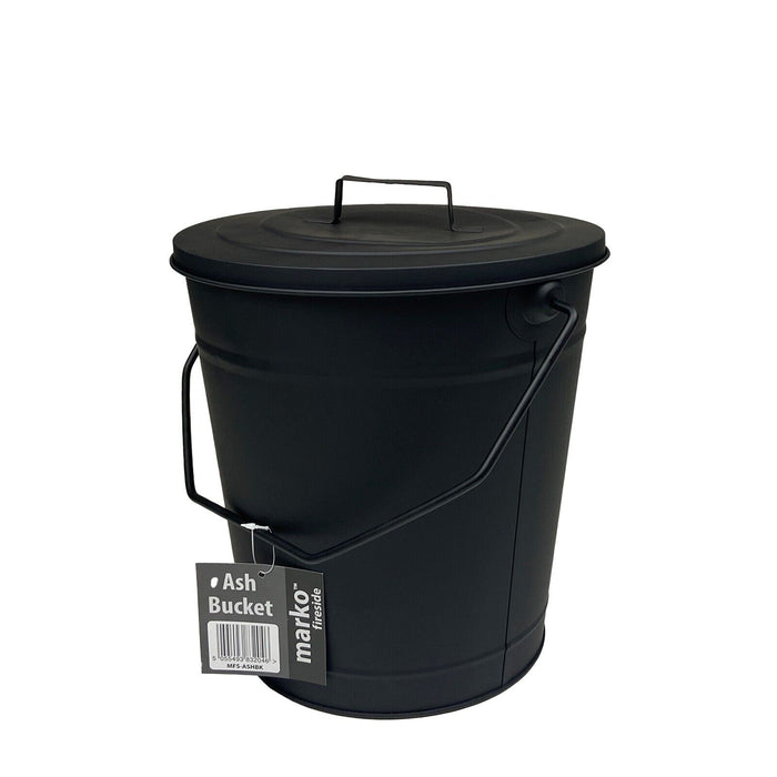 16L Steel Black Ash Bucket with Lid