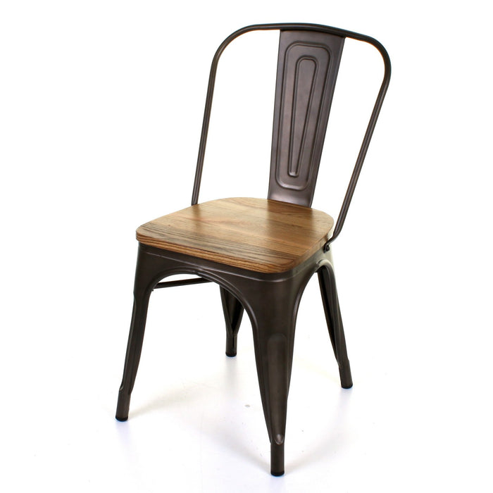 7PC Prato Table, 2 Palermo Chairs & 4 Rho Stools Set - Gun Metal Grey
